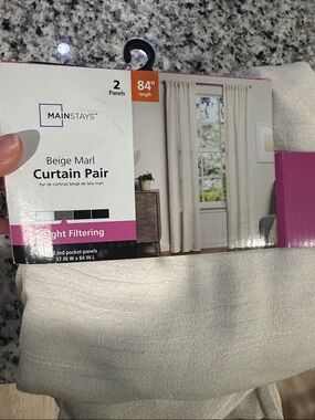 Mainstays Beige Marl Light-Filtering Curtain Pair